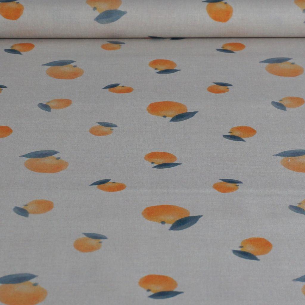 Preview: Dekostoff aus Baumwolle Orangen auf beige